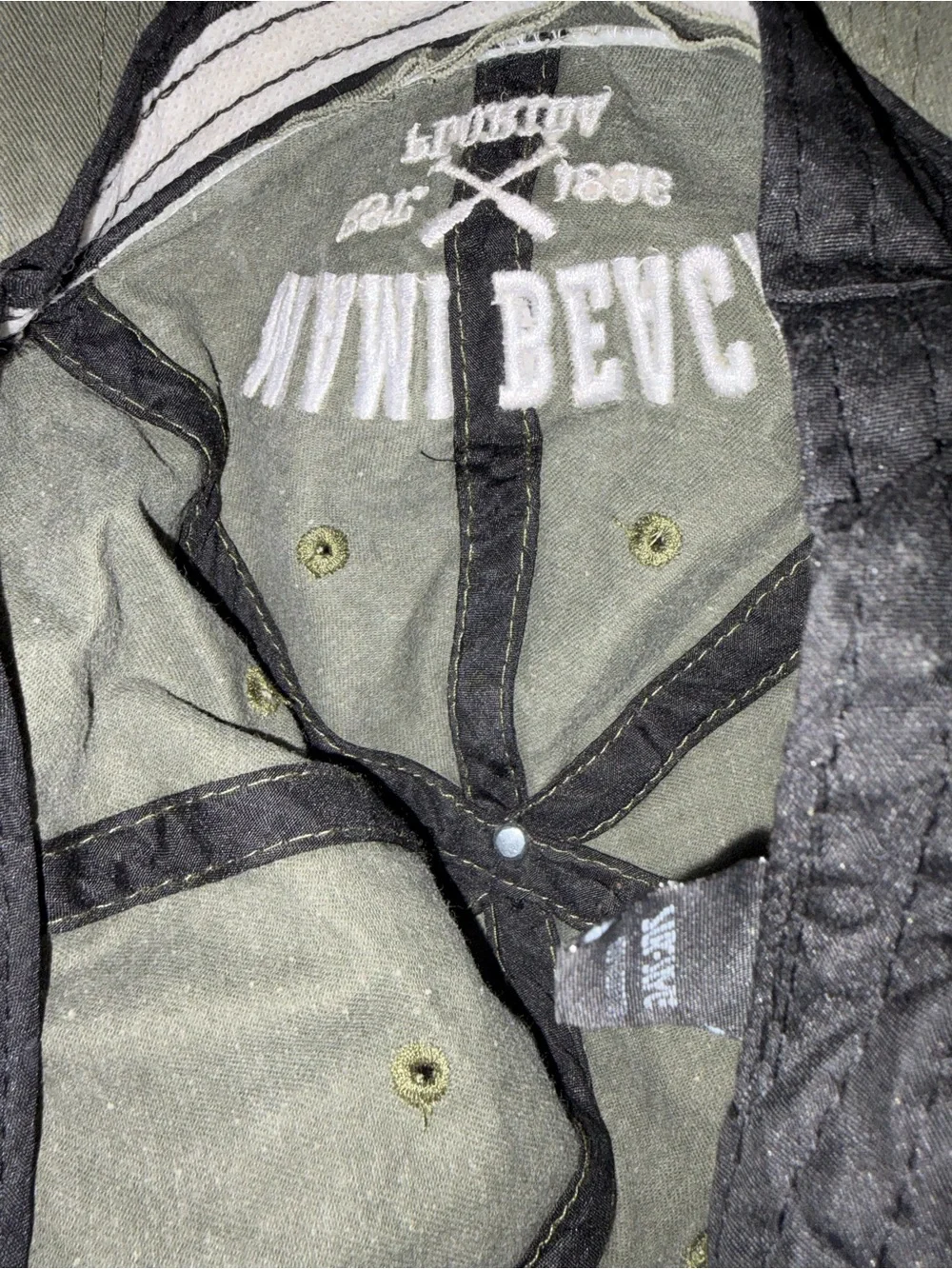 Mudd Miami Beach Olive Green Baseball Cap with White Embroidery